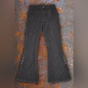 Black Lace Up Flare Jeans Sz 6